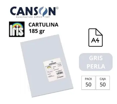 [701251] CARTULINA CANSON IRIS A4 185 GRAMOS GRIS PERLA