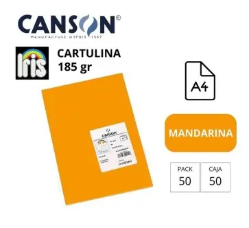 [701301] CARTULINA CANSON IRIS A4 185 GRAMOS MANDARINA 