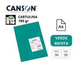 CARTULINA CANSON IRIS A4 VERDE MENTA