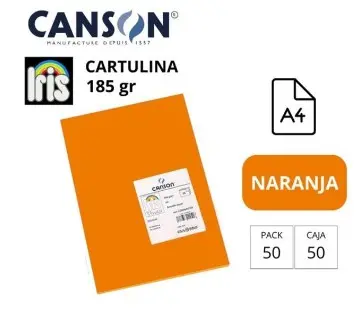 [701311] CARTULINA CANSON IRIS A4 185 GRAMOS NARANJA