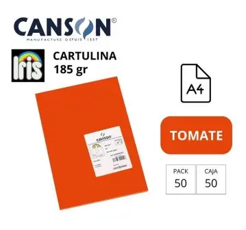 [701351] CARTULINA CANSON IRIS A4 185 GRAMOS TOMATE