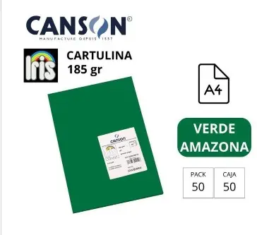 [701371] CARTULINA CANSON IRIS A4 185 GRAMOS VERDE AMAZONAS
