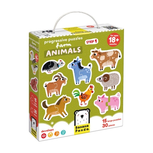 [670499] PUZZLE BANANA 5 PUZZLES ANIMALES DE LA GRANJA
