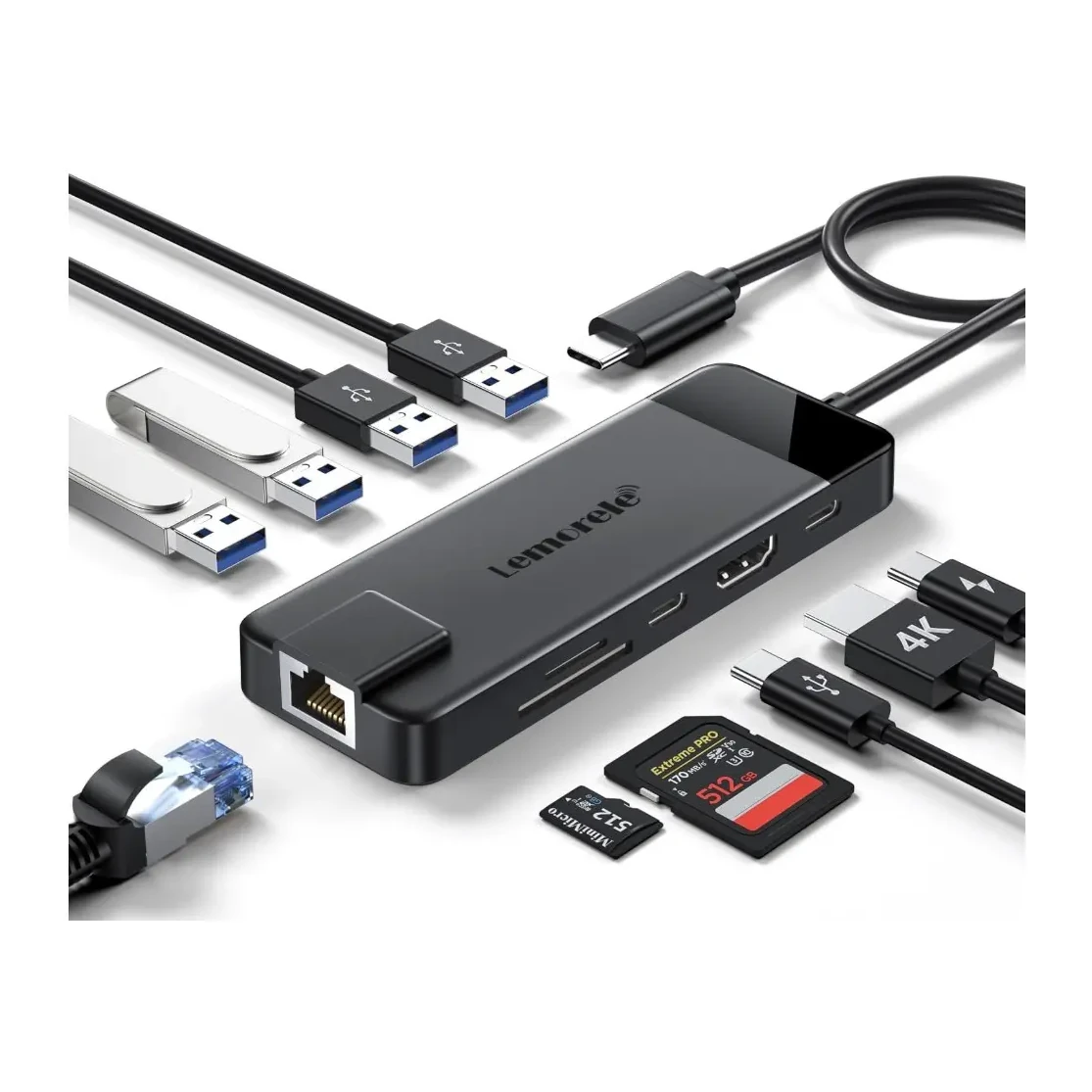 [120486] HUB 5 PUERTOS HDMI+USB 3.0+MICROSD/SD