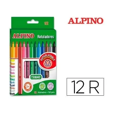 [650120] ROTULADOR ALPINO PUNTA FINA ESTUCHE 12 COLORES