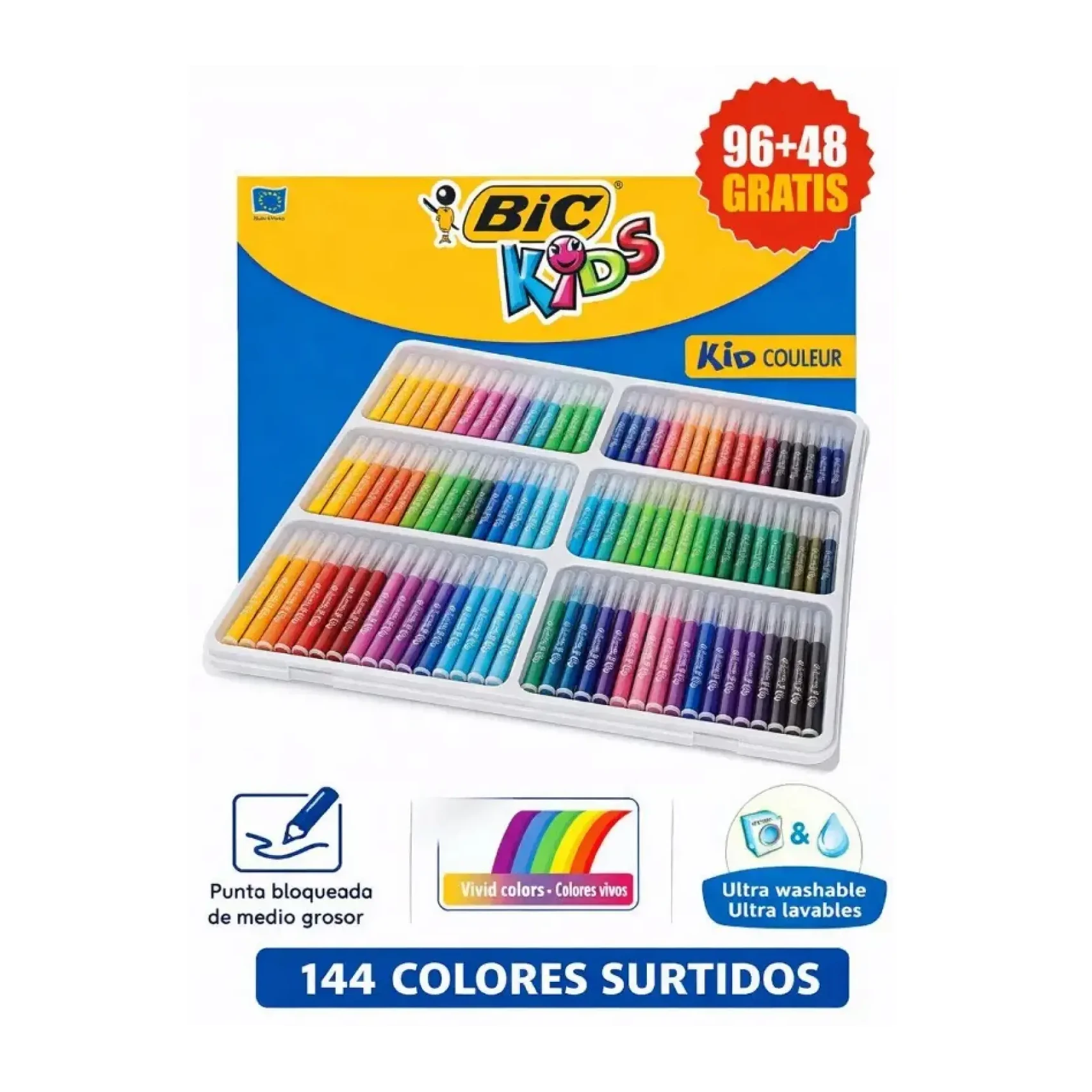 [649271] ROTULADOR BIC KID COULEUR PACK DE 144 COLORES SURTIDOS