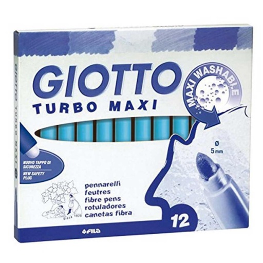 [649238] ROTULADOR GIOTTO TURBO MAXI UNICOLOR CELESTE 12 UDS