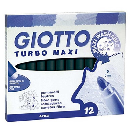 [649241] ROTULADOR GIOTTO TURBO MAXI UNICOLOR NEGRO 12 UDS