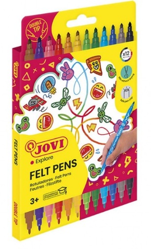 [649500] ROTULADOR JOVI DOBLE PUNTA ESTUCHE 12 COLORES
