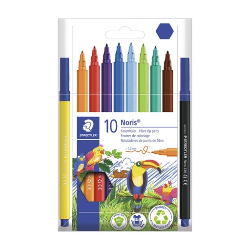 [630822] ROTULADOR STAEDTLER NORIS CLUB SLIM ESTUCHE CARTÓN RECICLADO 10 COLORES 