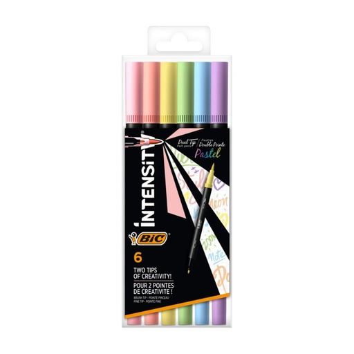 [081568] ROTULADORES BIC INTENSITY DOBLE PUNTA PASTEL BLISTER DE 6 UNIDADES