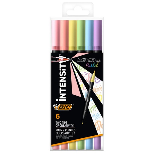 [081568] ROTULADORES BIC INTENSITY DOBLE PUNTA PASTEL BLISTER DE 6 UNIDADES