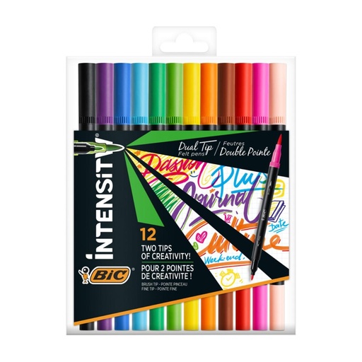 [081566] ROTULADORES BIC INTENSITY DUAL TIP PACK DE 12 COLORES SURTIDOS