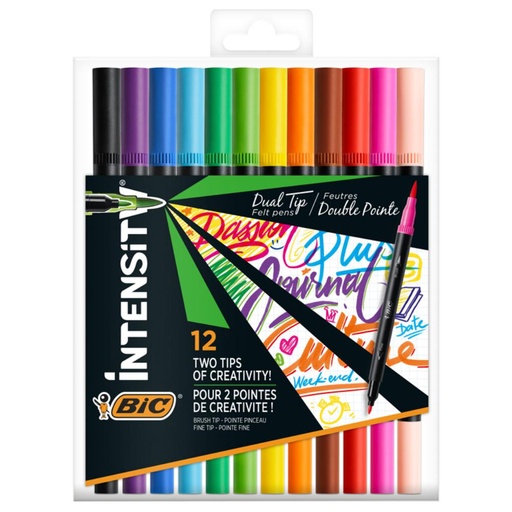 [081566] ROTULADORES BIC INTENSITY DUAL TIP PACK DE 12 COLORES SURTIDOS