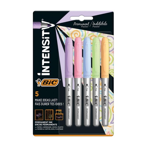 [081419] ROTULADORES BIC INTENSITY PASTEL BLISTER DE 5 UNIDADES
