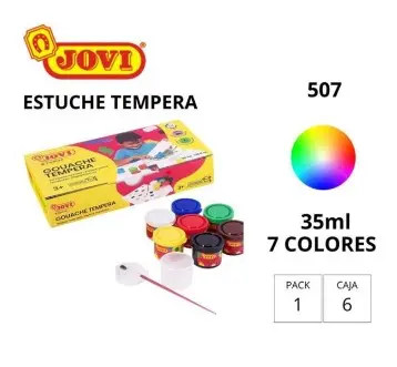 [630079] TÉMPERA JOVI 35ML CAJA DE 7 COLORES SURTIDOS + PINCEL