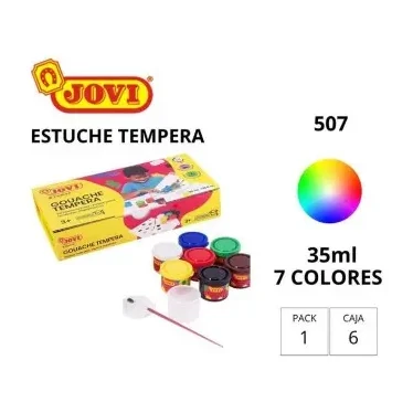 [630079] TÉMPERA JOVI 35ML CAJA DE 7 COLORES SURTIDOS + PINCEL