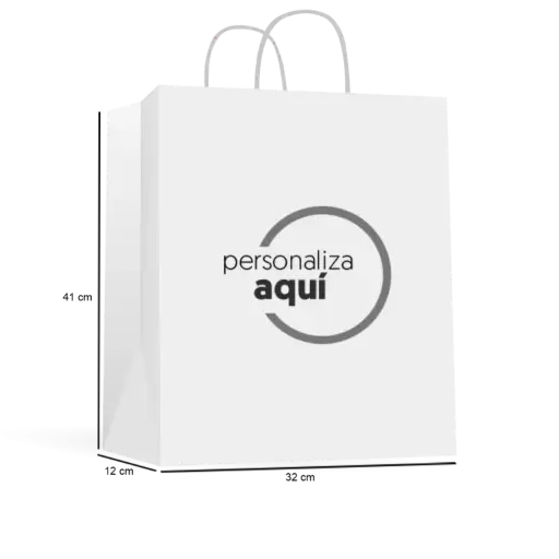 [825929] BOLSA PAPEL BLANCA 100GR. ASA TORCIDA 41*32+15CM-XXI 