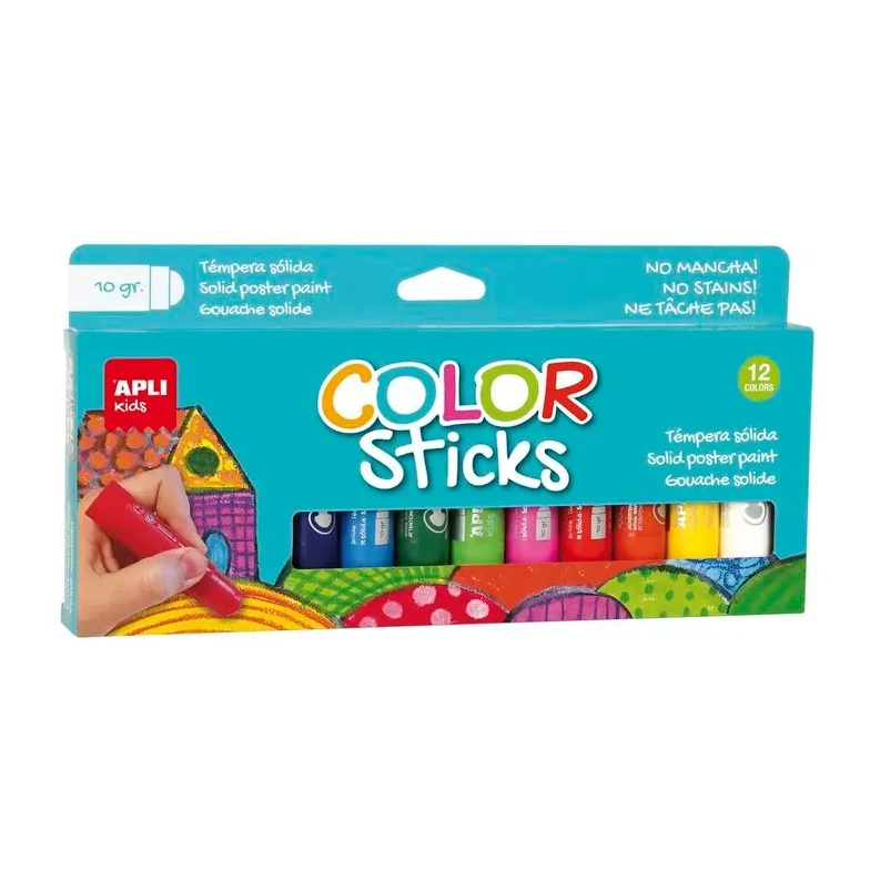 [825421] TEMPERA SOLIDA APLI COLOR STICKS 10GR 12  COLORES