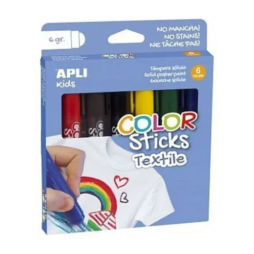 [825658] TEMPERA SOLIDA APLI TEXTIL 6GR 6 UNIDADES