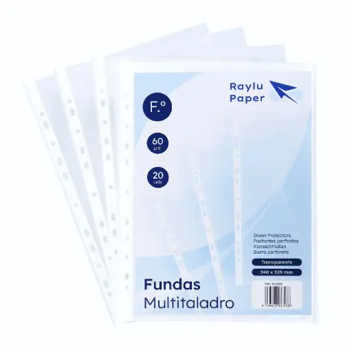 [801106] FUNDAS MULTITALADRO 20 UDS FOLIO 60 MICRAS  RAYLU