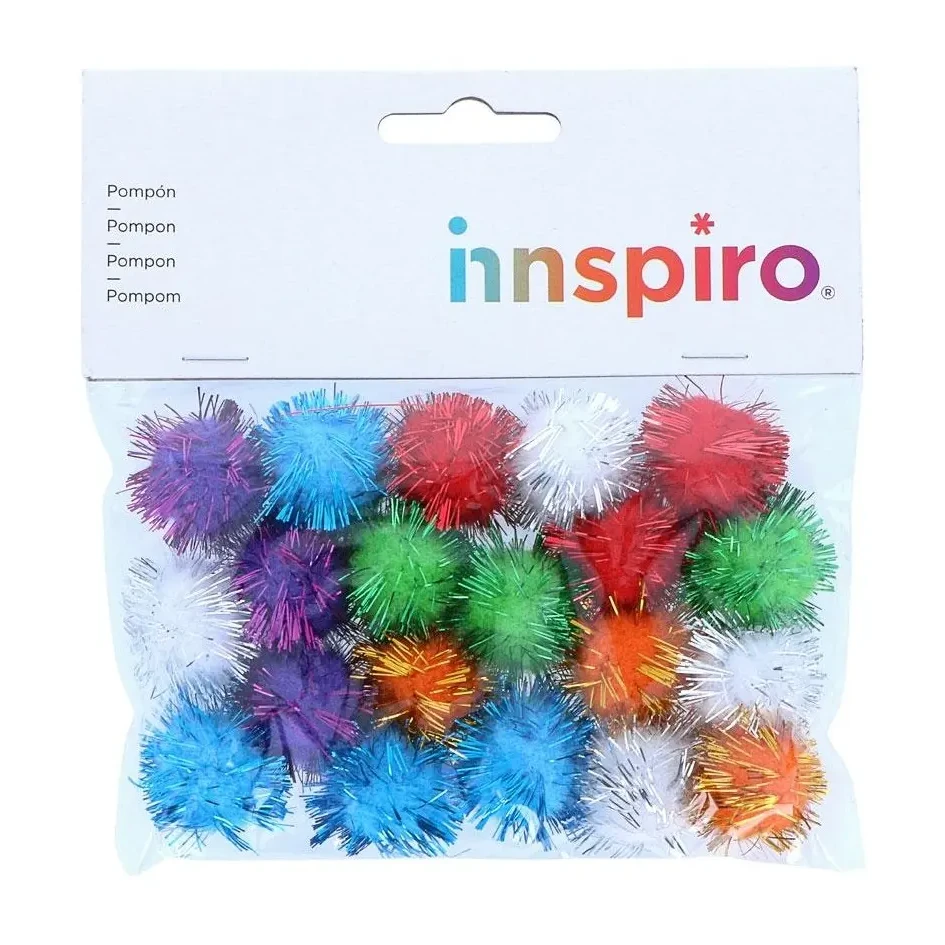 [825941] POMPON BRILLANTE SURTIDO 25MM 20 UDS