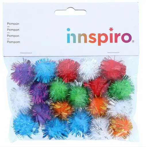 [825941] POMPON BRILLANTE SURTIDO 25MM 20 UDS