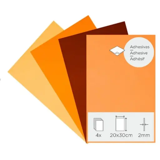 [825942] LÁMINAS GOMA EVA OTOÑO ADHESIVAS 20×30CM 2MM PACK DE 4
