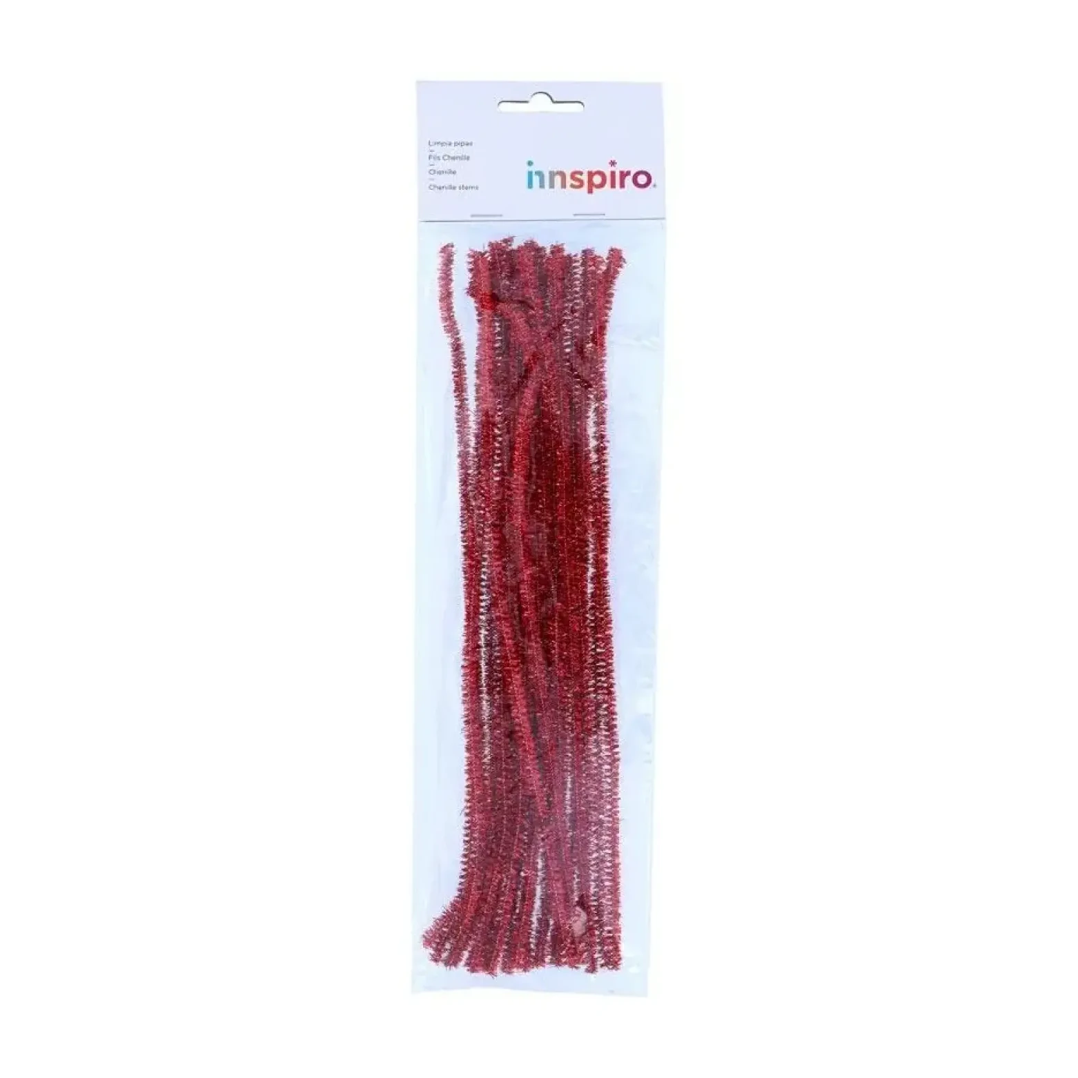 [825946] LIMPIAPIPAS CHENILLA METÁLICAS ROJO 6MM×30CM 25 UNIDADES