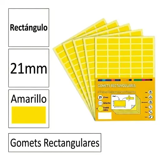 [825962] GOMETS RECTANGULO GRANDE Ø 21 MM AMARILLO