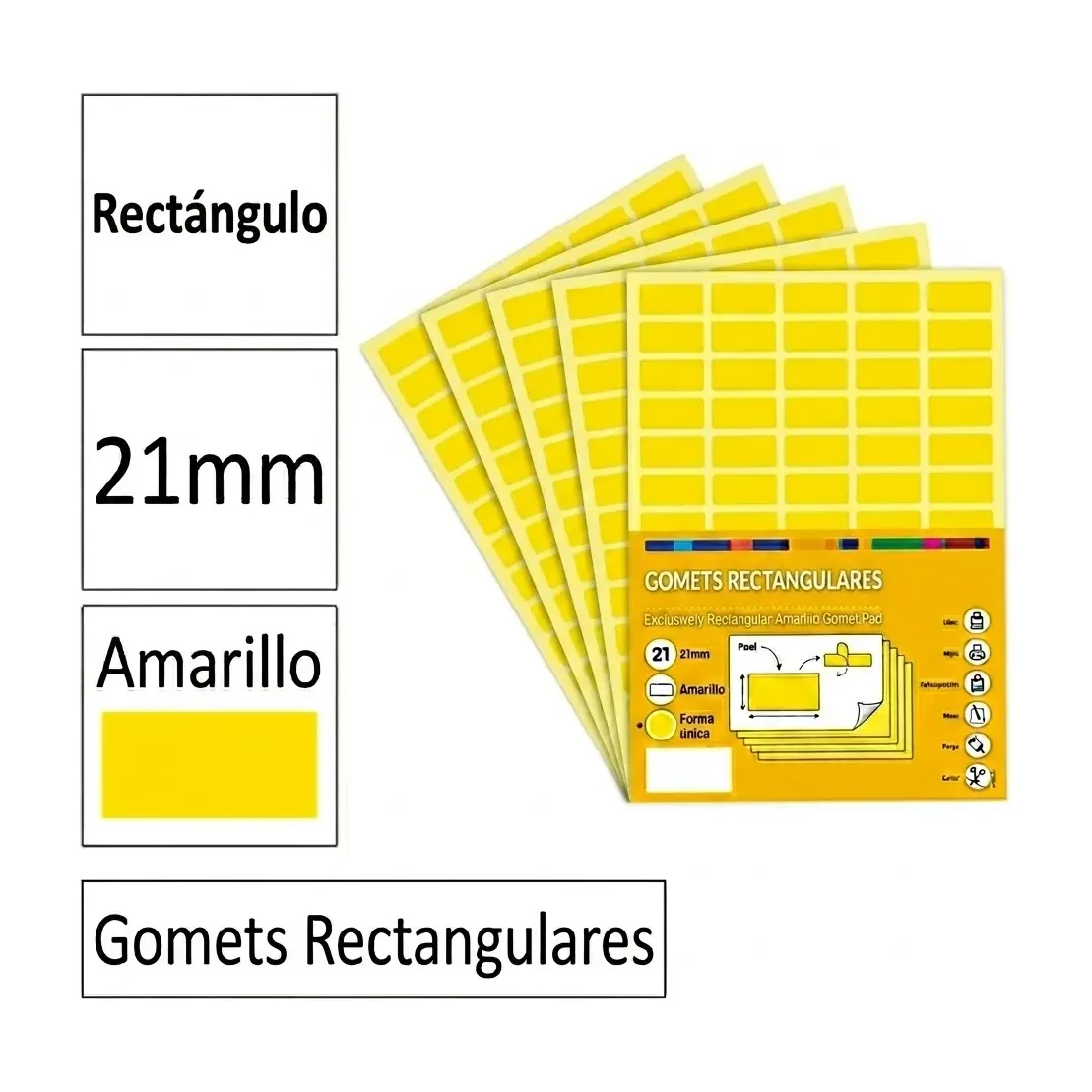 [825962] GOMETS RECTANGULO GRANDE Ø 21 MM AMARILLO