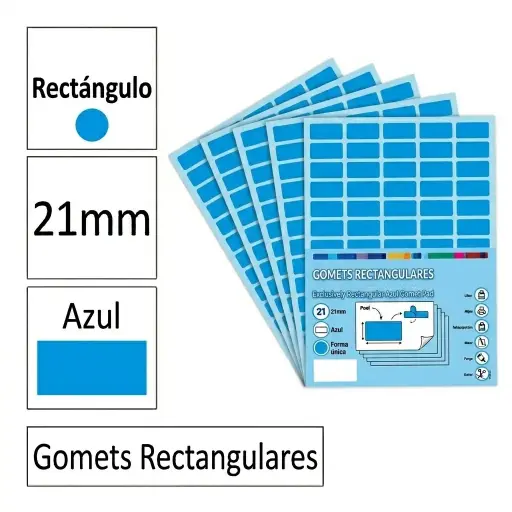 [825963] GOMETS RECTANGULO GRANDE Ø 21 MM AZUL