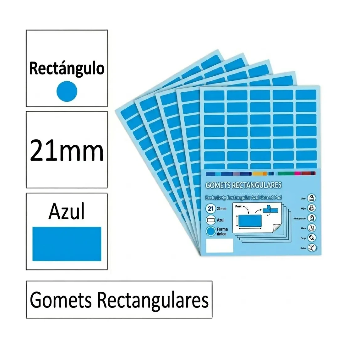 [825963] GOMETS RECTANGULO GRANDE Ø 21 MM AZUL