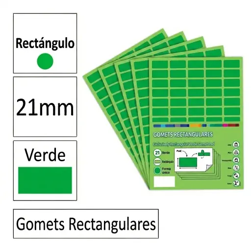 [825964] GOMETS RECTANGULO GRANDE Ø 21 MM VERDE