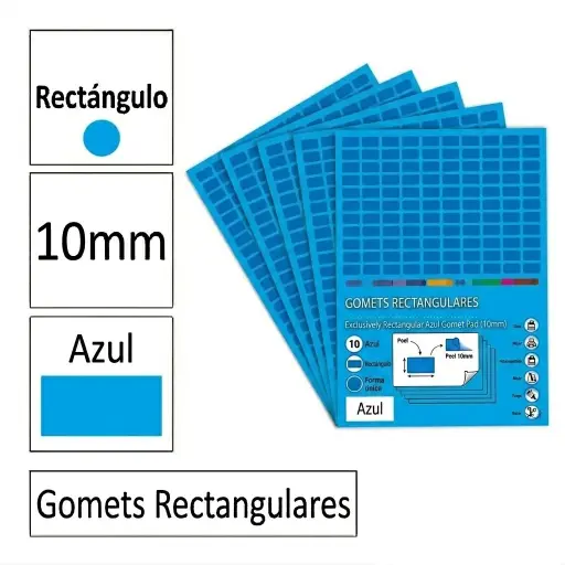 [825967] GOMETS RECTANGULO PEQUEÑO Ø 10 MM AZUL