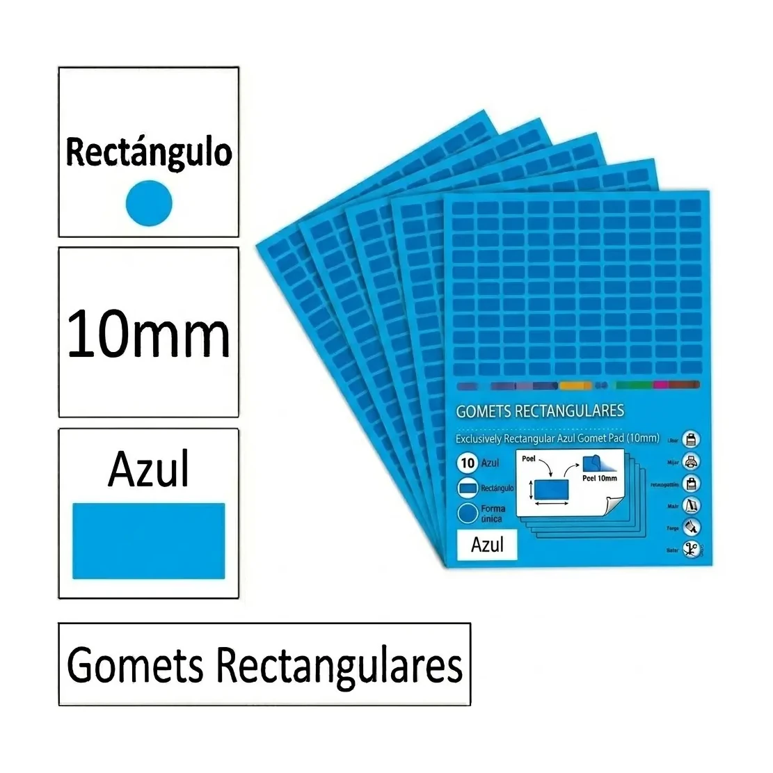 [825967] GOMETS RECTANGULO PEQUEÑO Ø 10 MM AZUL