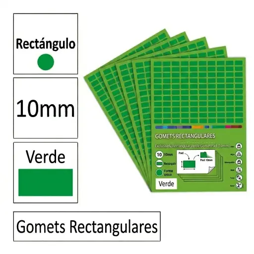 [825968] GOMETS RECTANGULO PEQUEÑO Ø 10 MM VERDE