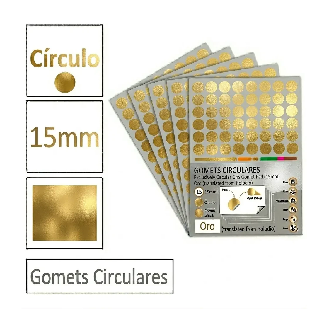 [825973] GOMETS CIRCULO MEDIANO Ø 15 MM METAL ORO