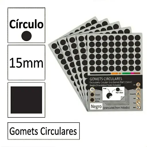 [825974] GOMETS CIRCULO MEDIANO Ø 15 MM NEGRO