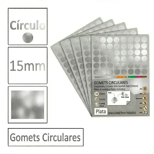 [825975] GOMETS CIRCULO MEDIANO Ø 15 MM PLATA