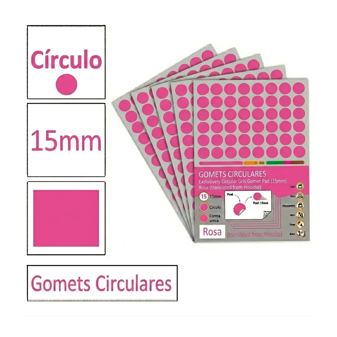 [825976] GOMETS CIRCULO MEDIANO Ø 15 MM ROSA