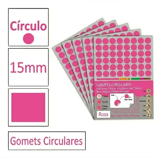 [825976] GOMETS CIRCULO MEDIANO Ø 15 MM ROSA