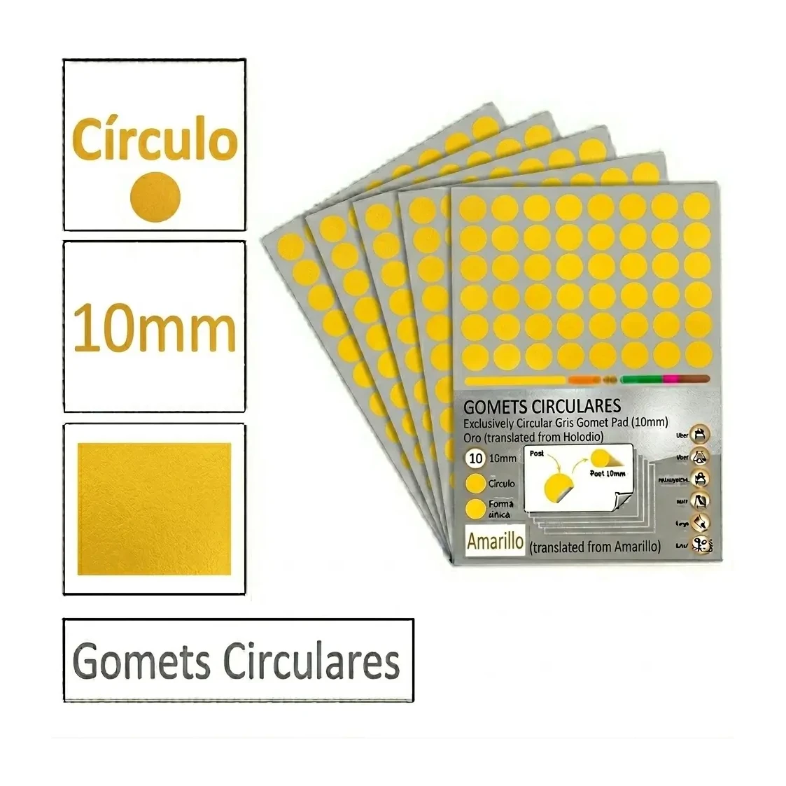 [825977] GOMETS CIRCULO PEQUEÑO Ø 10 MM AMARILLO