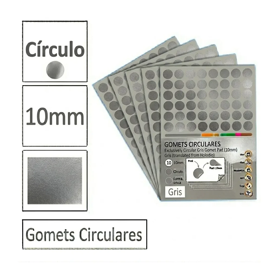 [825980] GOMETS CIRCULO PEQUEÑO Ø 10 MM GRIS