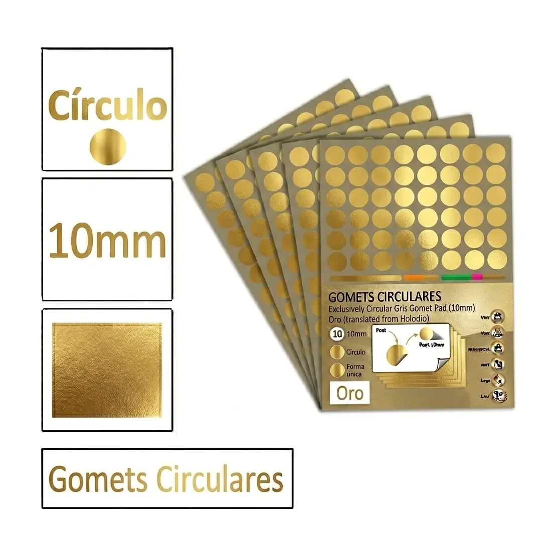 [825983] GOMETS CIRCULO PEQUEÑO Ø 10 MM METAL ORO