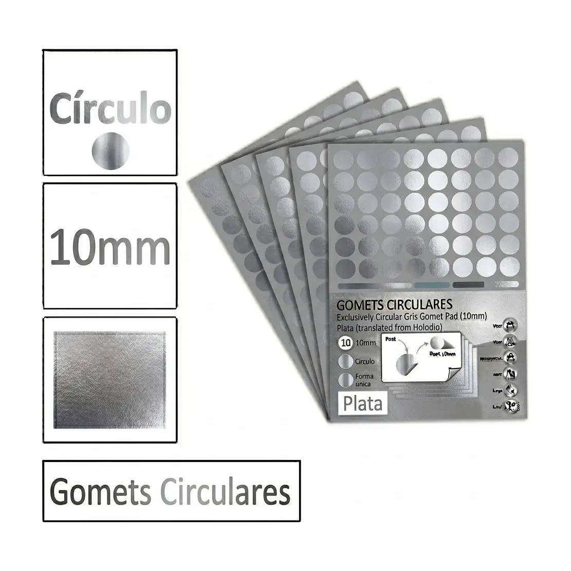 [825984] GOMETS CIRCULO PEQUEÑO Ø 10 MM METAL PLATA