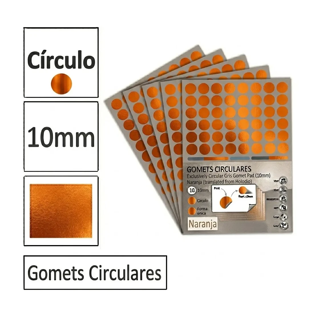 [825985] GOMETS CIRCULO PEQUEÑO Ø 10 MM NARANJA
