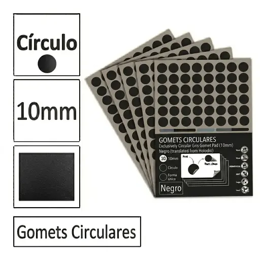 [825986] GOMETS CIRCULO PEQUEÑO Ø 10 MM NEGRO