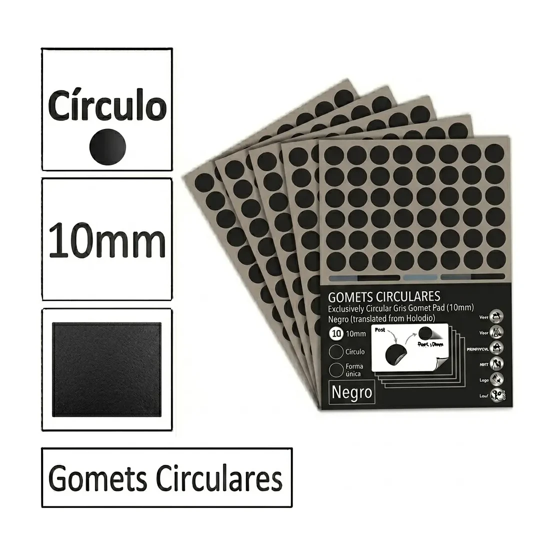 [825986] GOMETS CIRCULO PEQUEÑO Ø 10 MM NEGRO