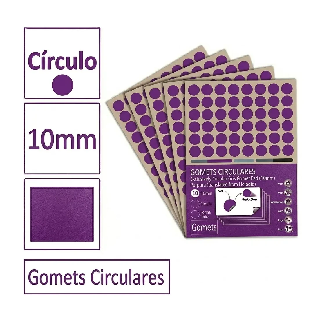 [825987] GOMETS CIRCULO PEQUEÑO Ø 10 MM PURPURA